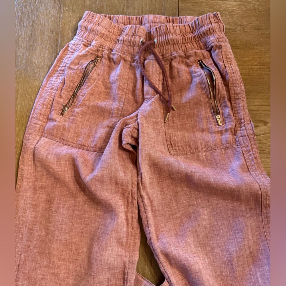Athleta Pink Drawstring Linen Pants - Picture 5 of 8
